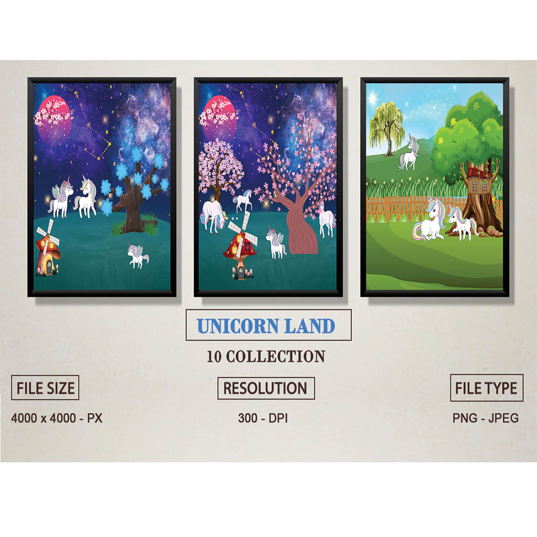 Land of Unicorn Graphics Design Bundle cover image.