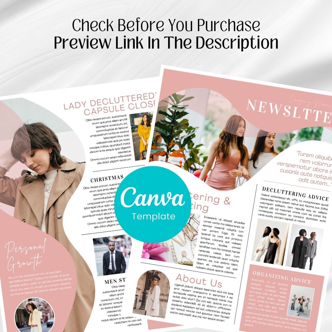 Canva Newsletter Template Fashion cover image.