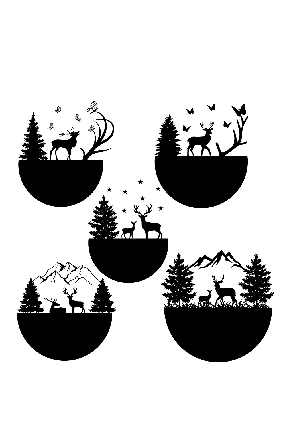 A pack of irresistible Christmas reindeer silhouettes