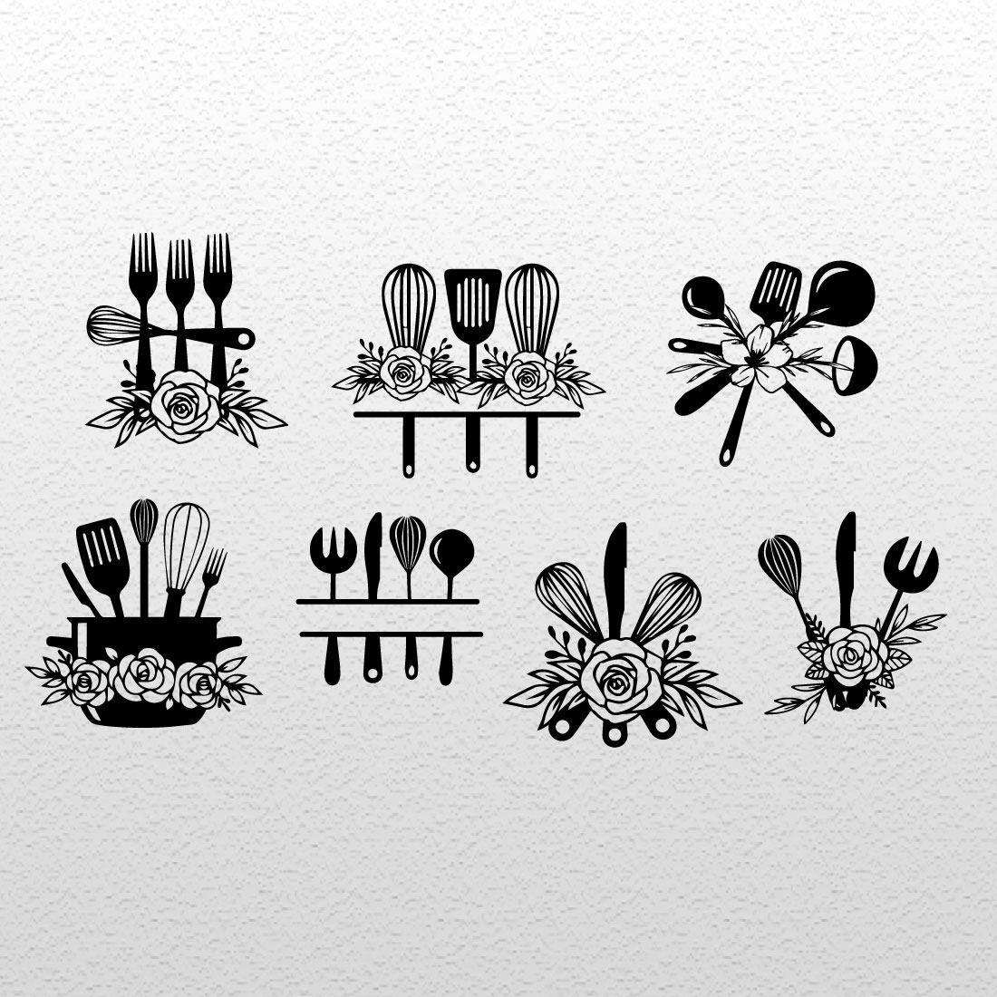 Collection of black marvelous images of kitchen utensils
