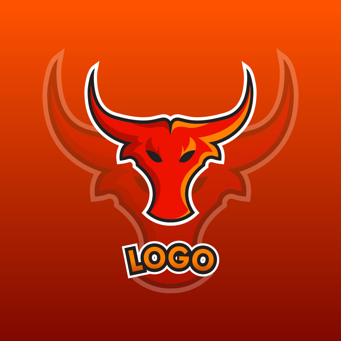 Bull Character Mascot Gaming Logo Set cover image.