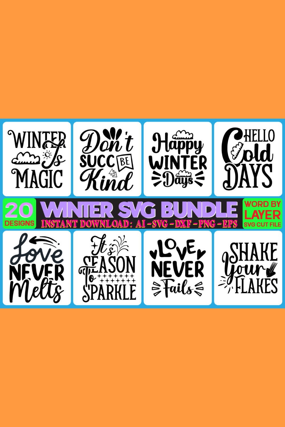 Winter SVG Design Bundle pinterest image.