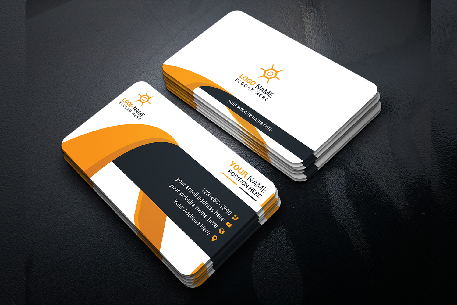 Creative Business Card Design Template Yellow Accent preview image.