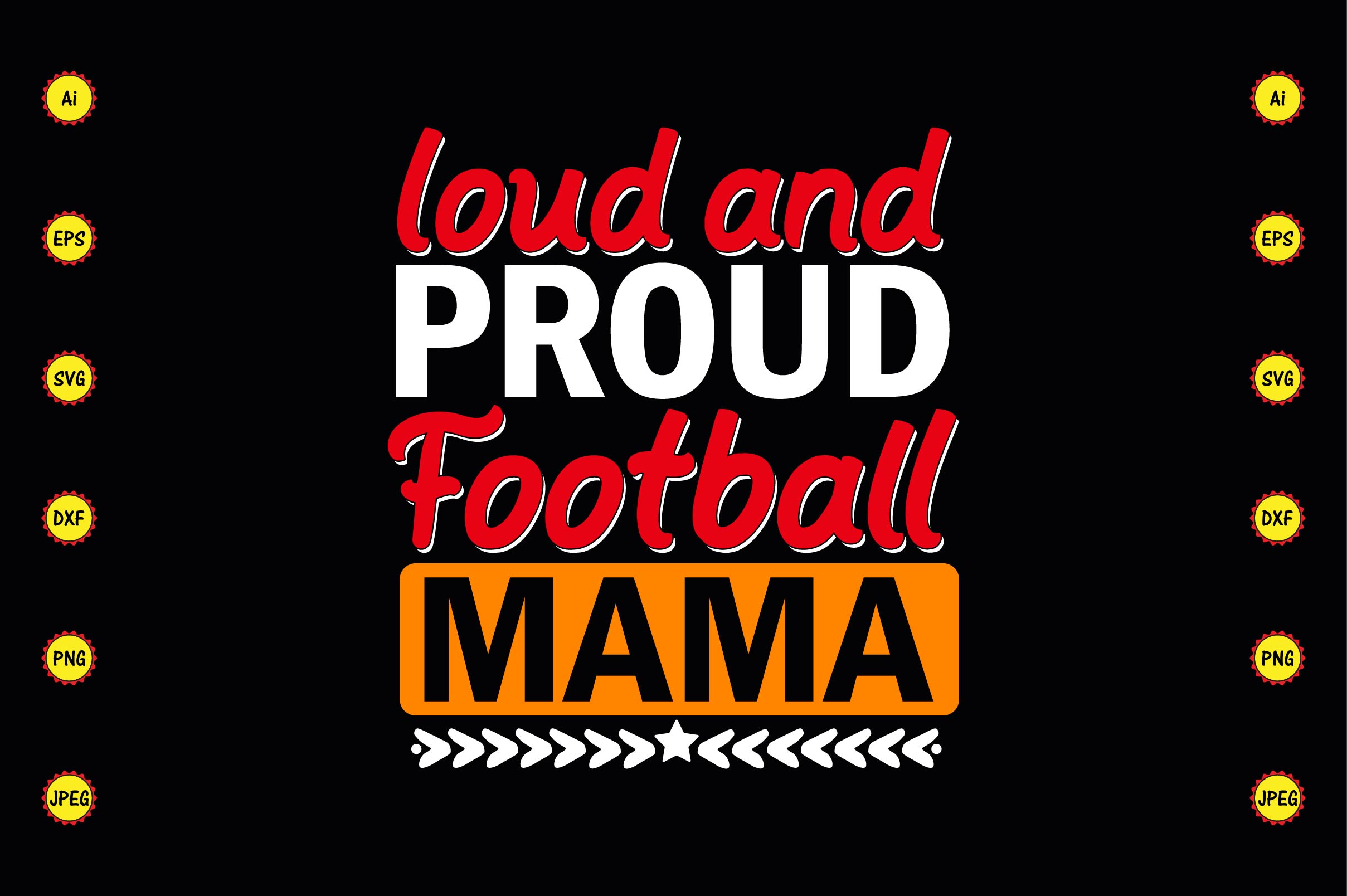 T-shirt Typography Proud Football Mama Design Bundle preview image.