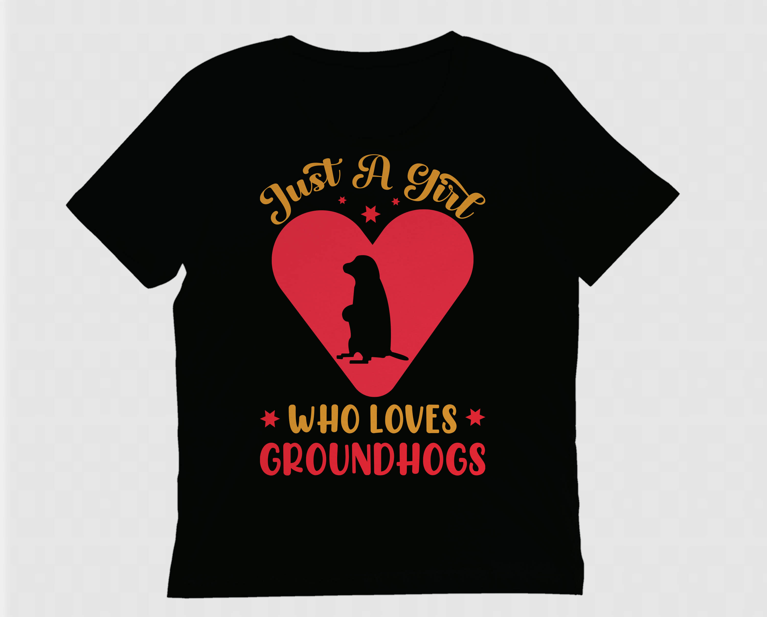 Image of a T-shirt with a wonderful slogan Just A Girl Who Loves Groundhogs