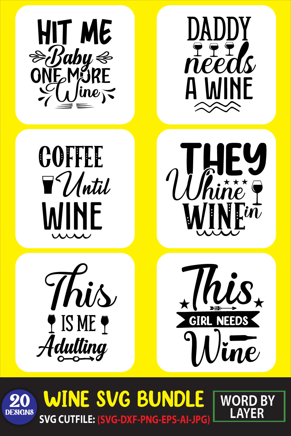 A pack of unique images for prints on the theme of wine