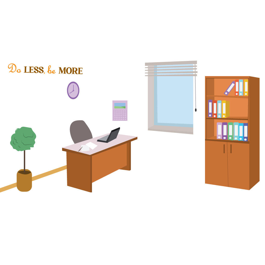 Office Elements Vector Illustration with Office Interior cover image.