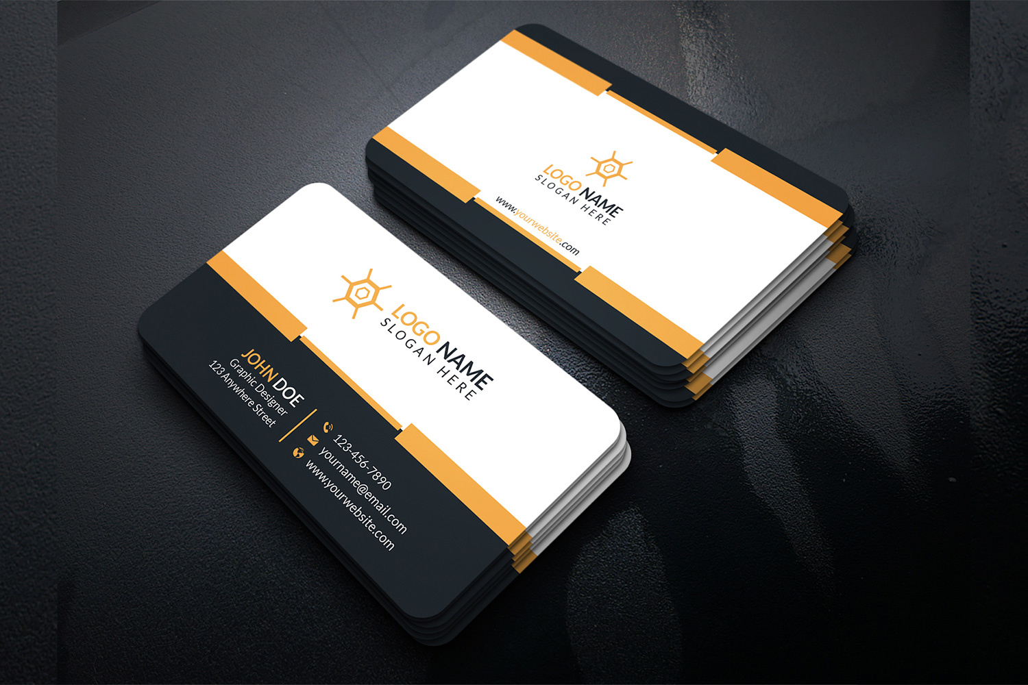 Business Card Minimal Design Template Orange preview image.