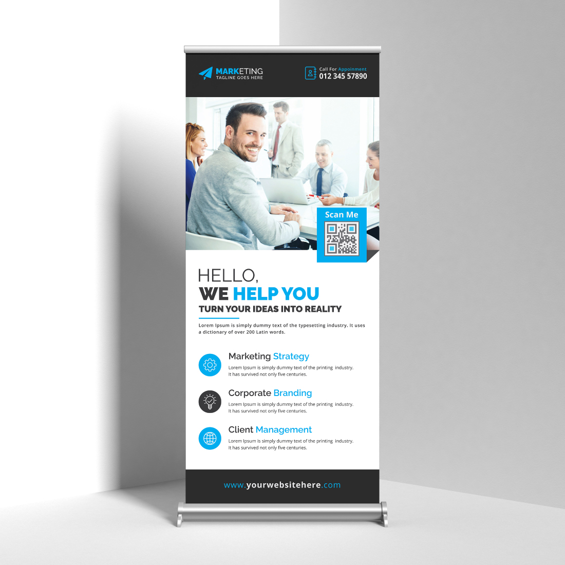 Corporate Roll Up Banner Blue Design preview image.