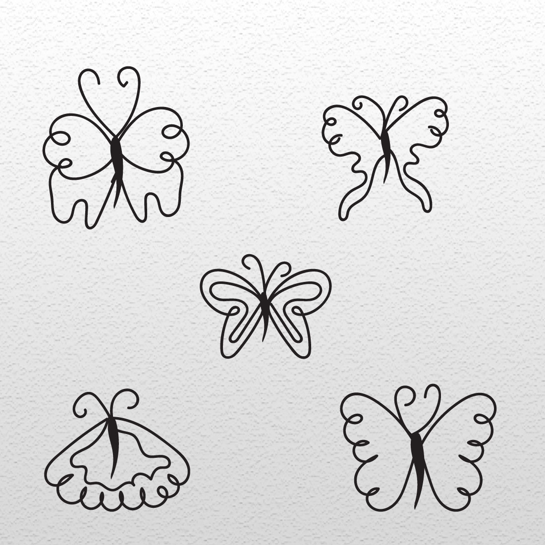 Four different types of butterflies on a white background.
