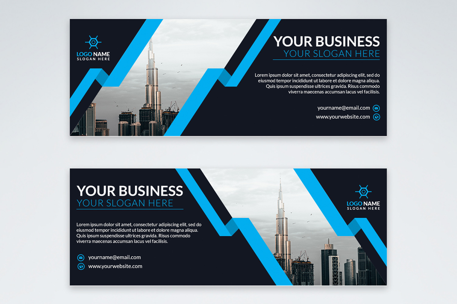Creative Facebook Cover Template with blue color.