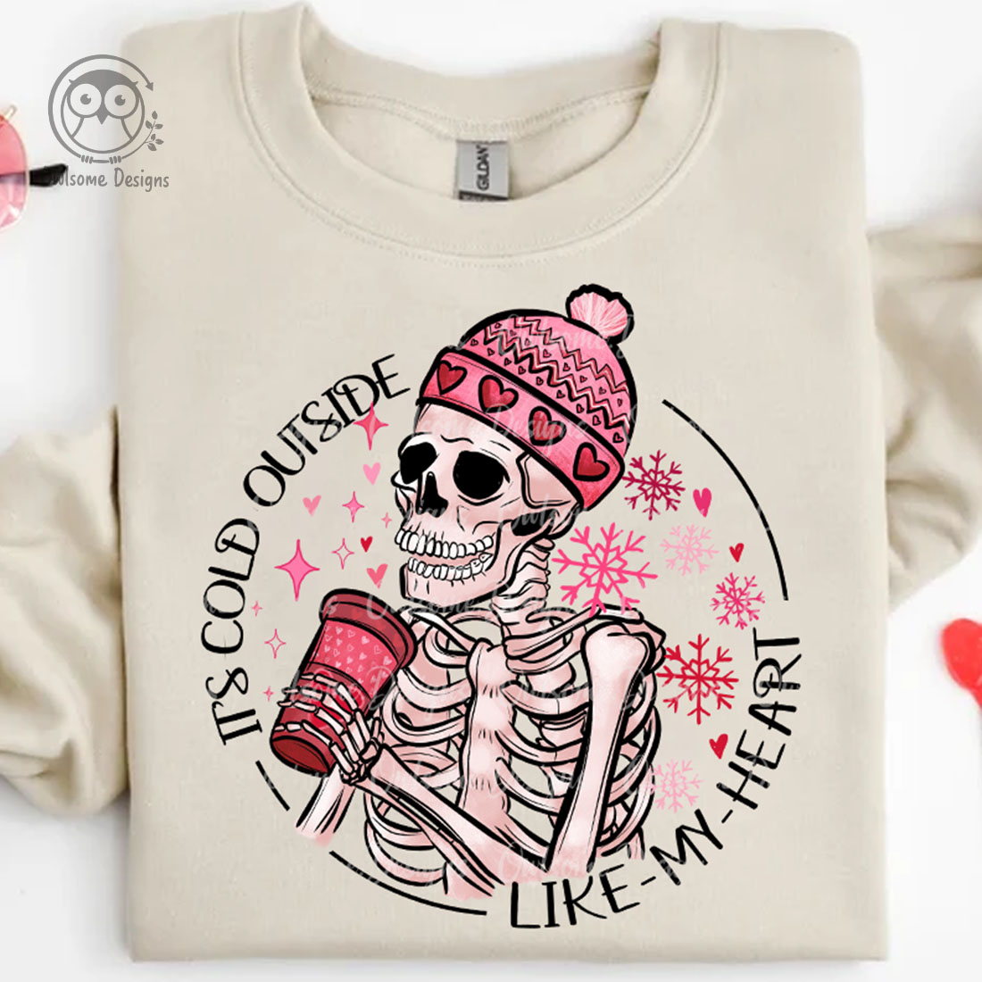 T-shirt Funny Skeleton Valentine Sublimation PNG Design preview image.