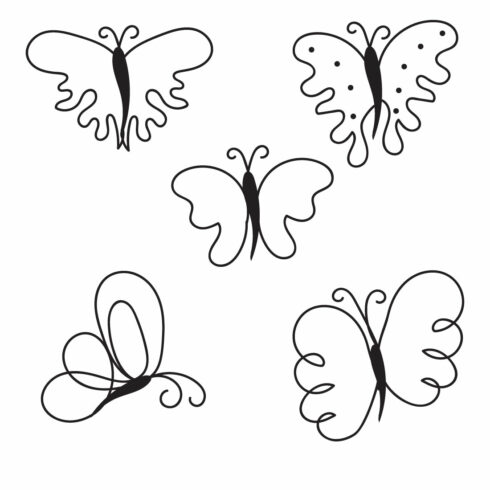 Set of four butterflies with different shapes.