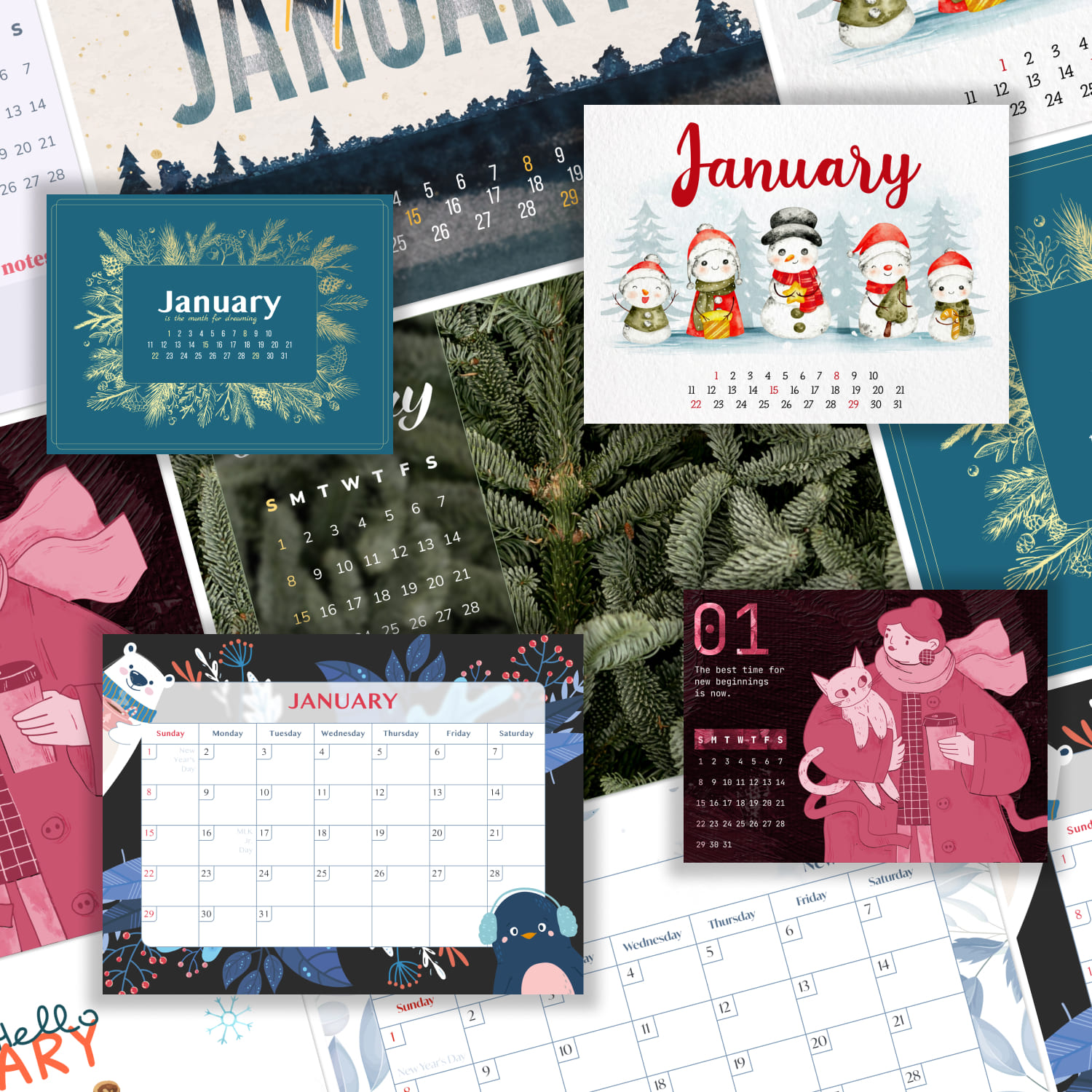 10 free January Calendars cover.