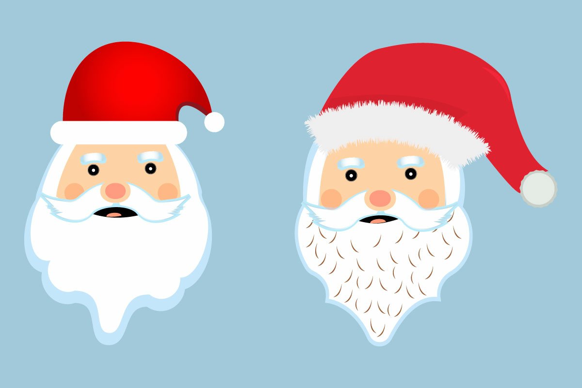 Two Santa faces.