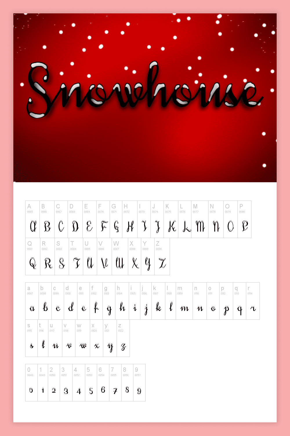 Collage of an example of a font on a red background and the alphabet.