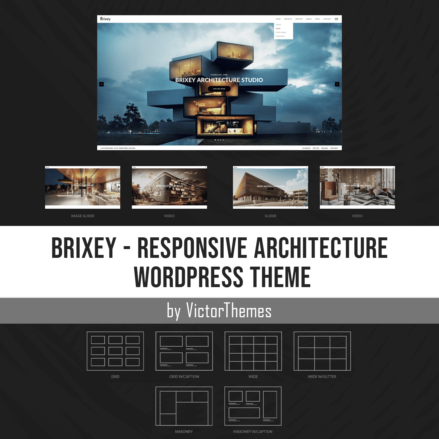 Brixey – Responsive Architecture WordPress Theme Cover.
