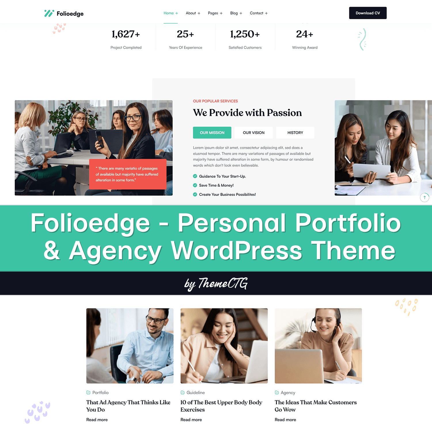 Folioedge - Personal Portfolio & Agency WordPress Theme cover.