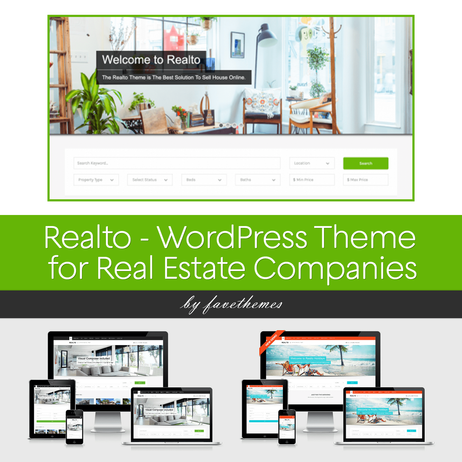 Realto - WordPress Theme for Real Estate Companies.