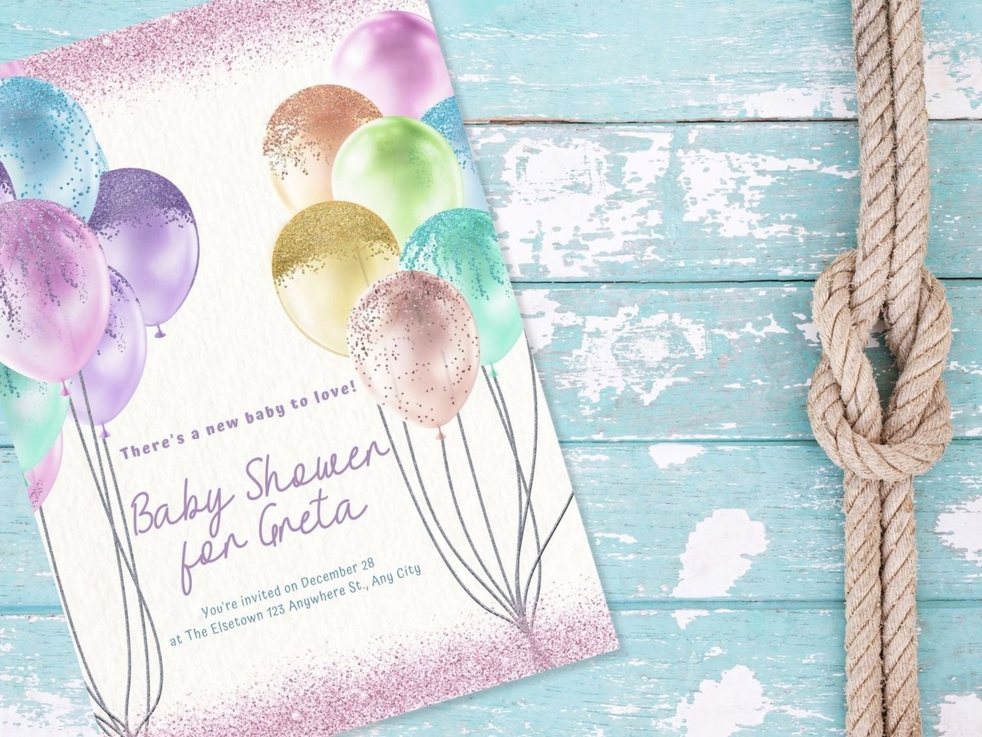 Greeting postcard with multicolor balloons.