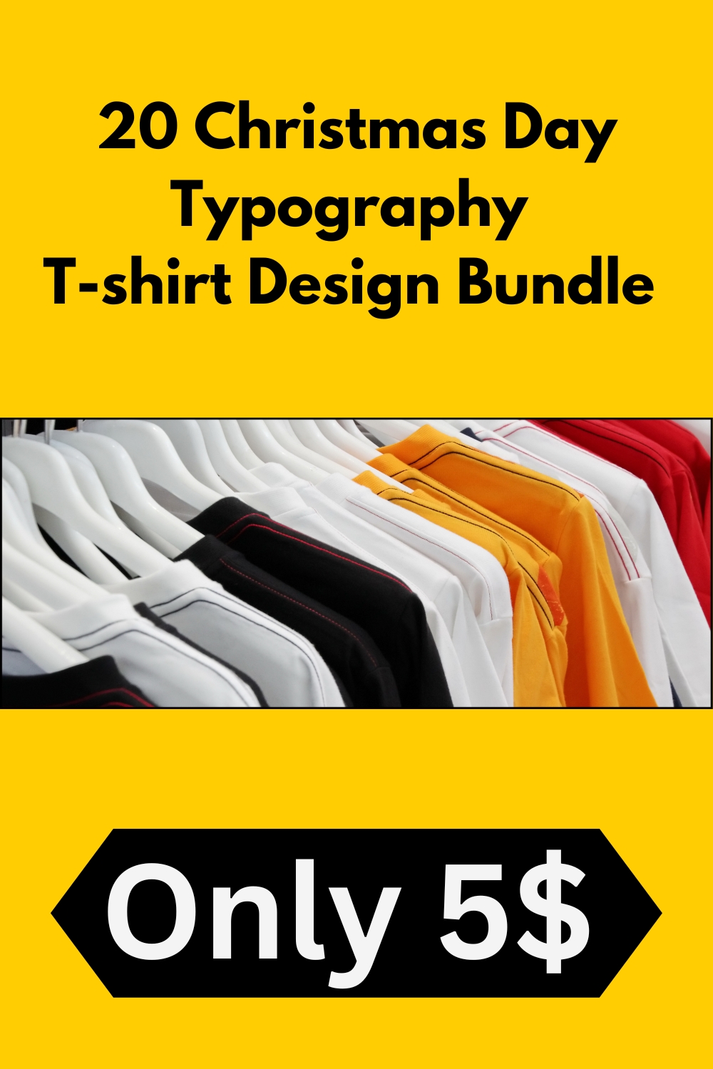 T-shirt Christmas Day Typography Design Bundle pinterest image.