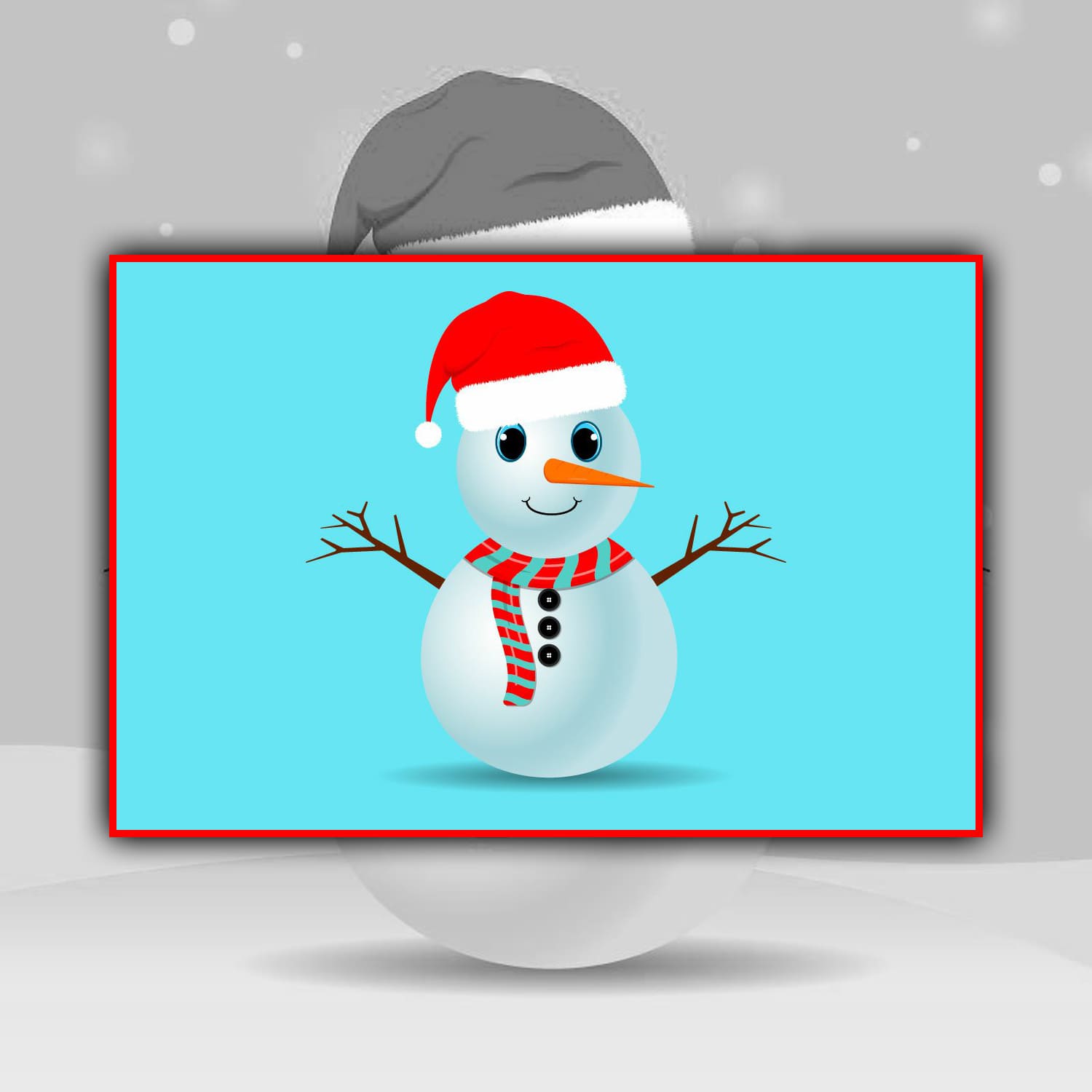 Christmas Cute Snowman With Santa Hat Cover.
