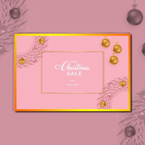 Christmas Sale Banner Pink Background.