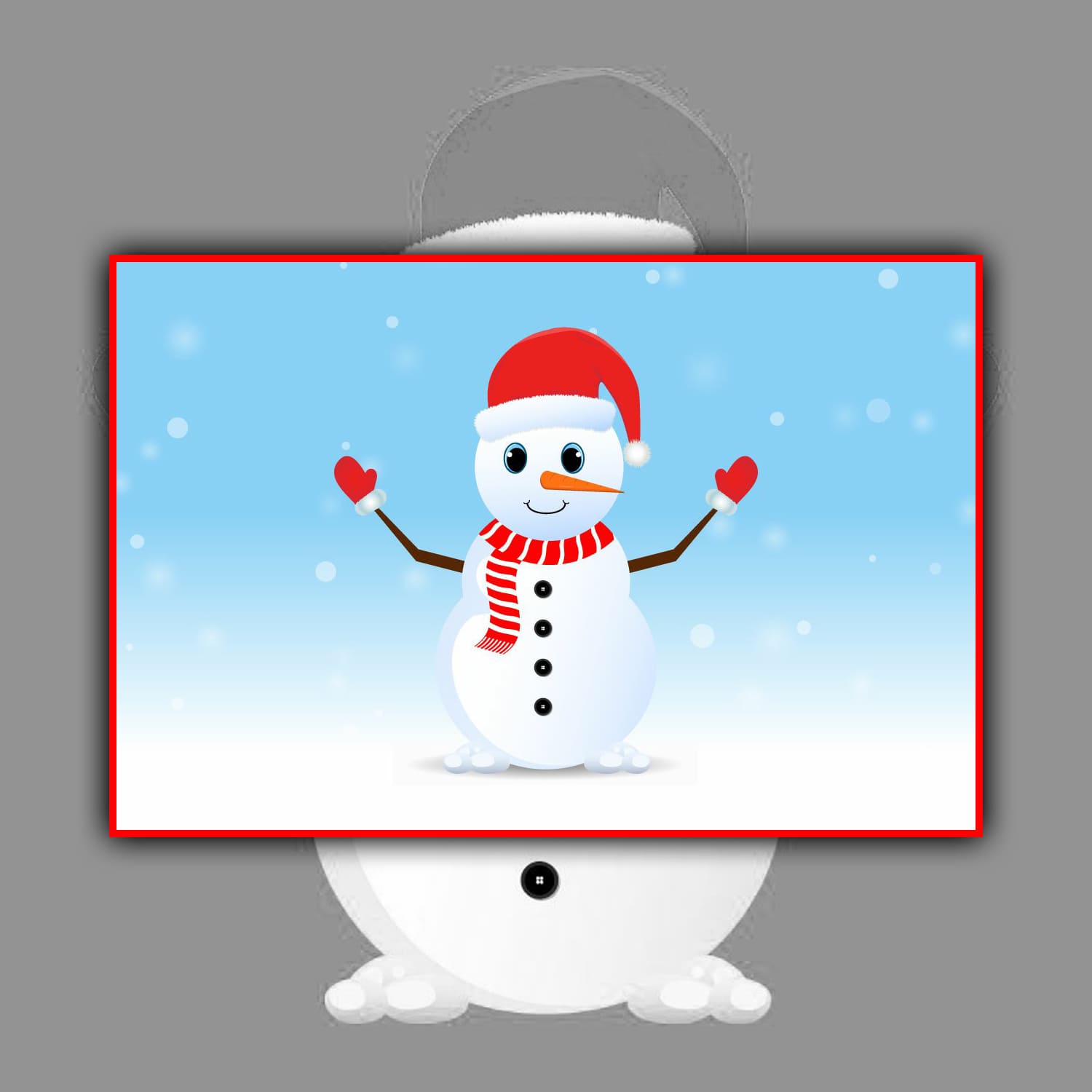 Christmas Snowman With Red Scarf And Hat.