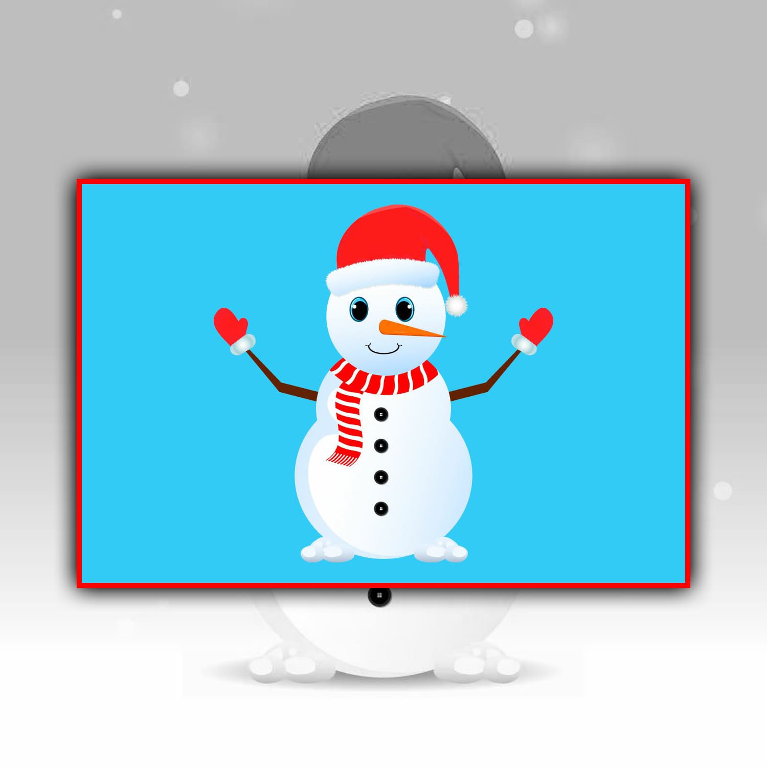 Christmas Snowman With Red Scarf And Hat Cover.