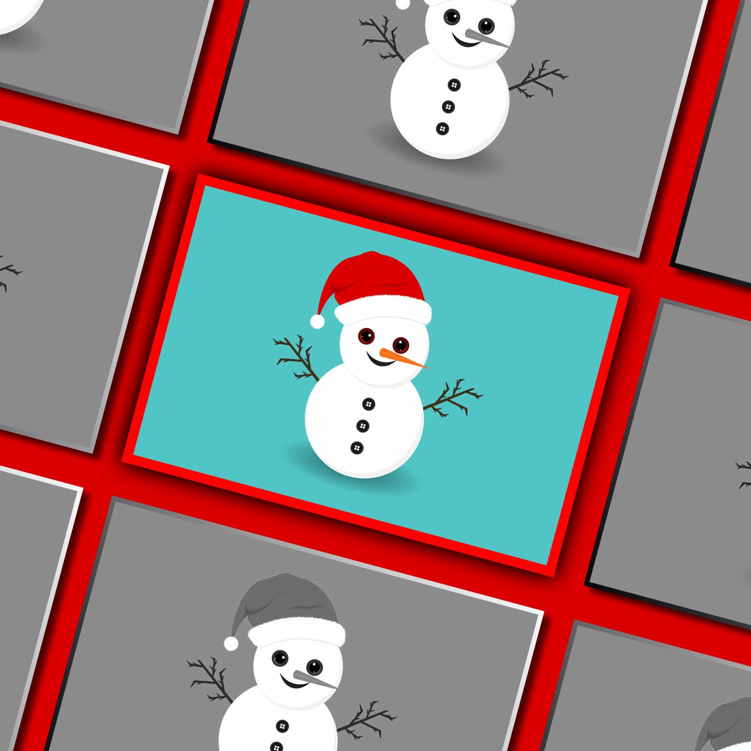 Christmas Cute Snowman Blue Background Cover.