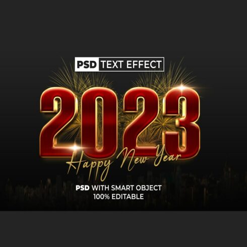 New Year Text Effect Red Gold Style Editable cover image.