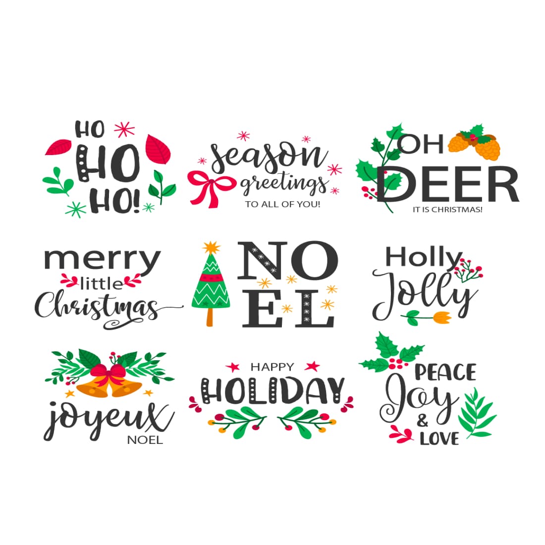 Christmas Badges with Lovely Hand Drawn Elements Quotes cover image.