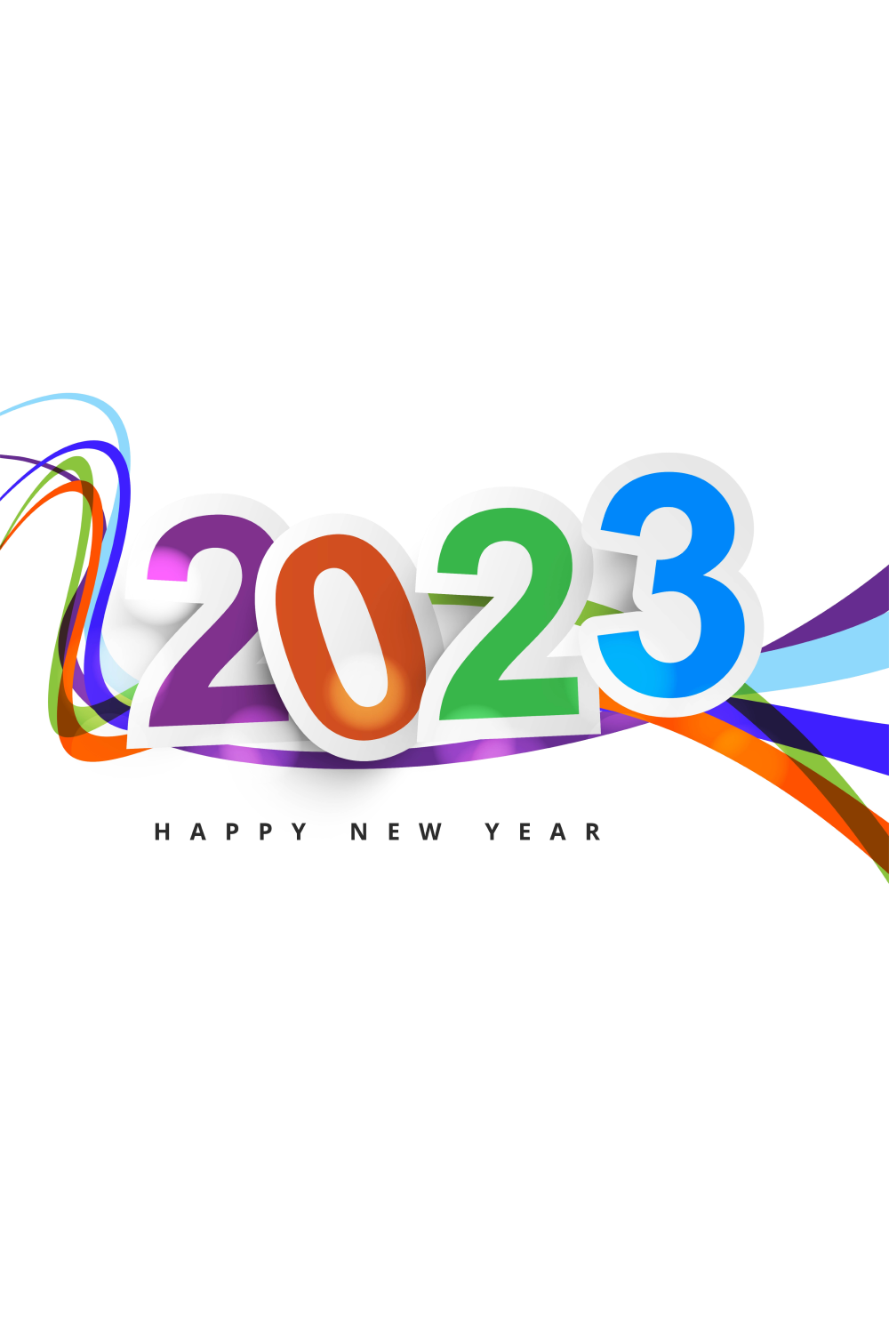 Colorful Happy New Year Banner Design pinterest image.