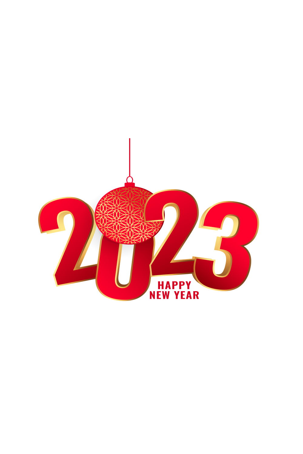 New Year Event Background with 3D Christmas Ball pinterest image.