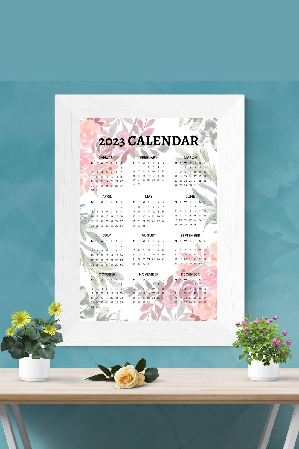 2023 calendar floral 16x20 pinterest 93