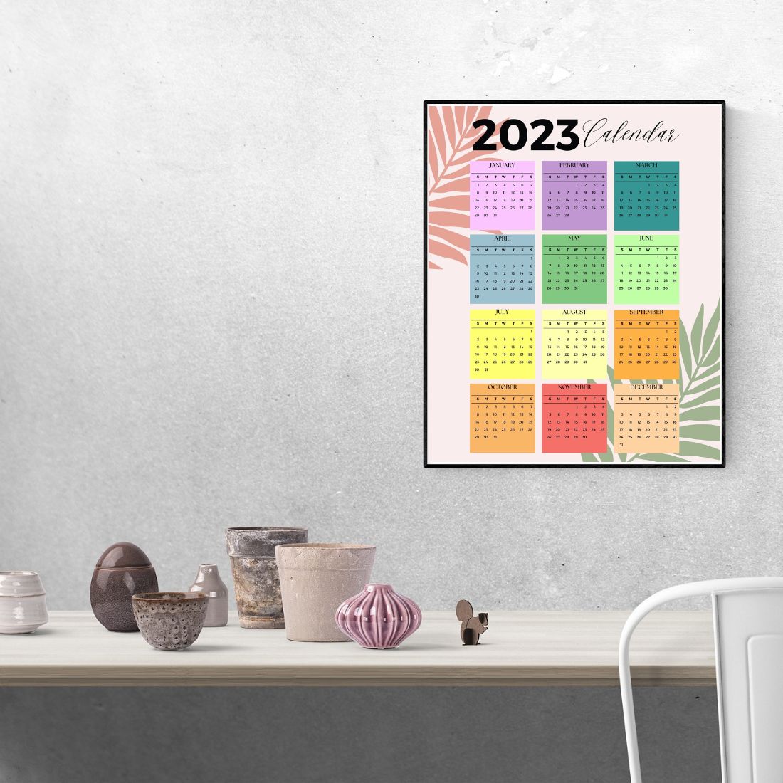 2023 Tropical Colorful Theme Wall Calendar.