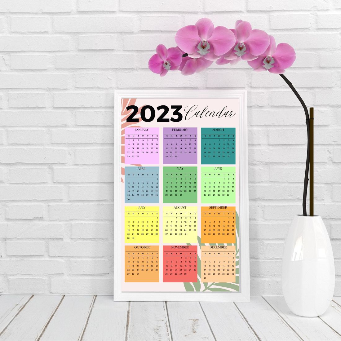 2023 Tropical Colorful Theme Wall Calendar cover image.
