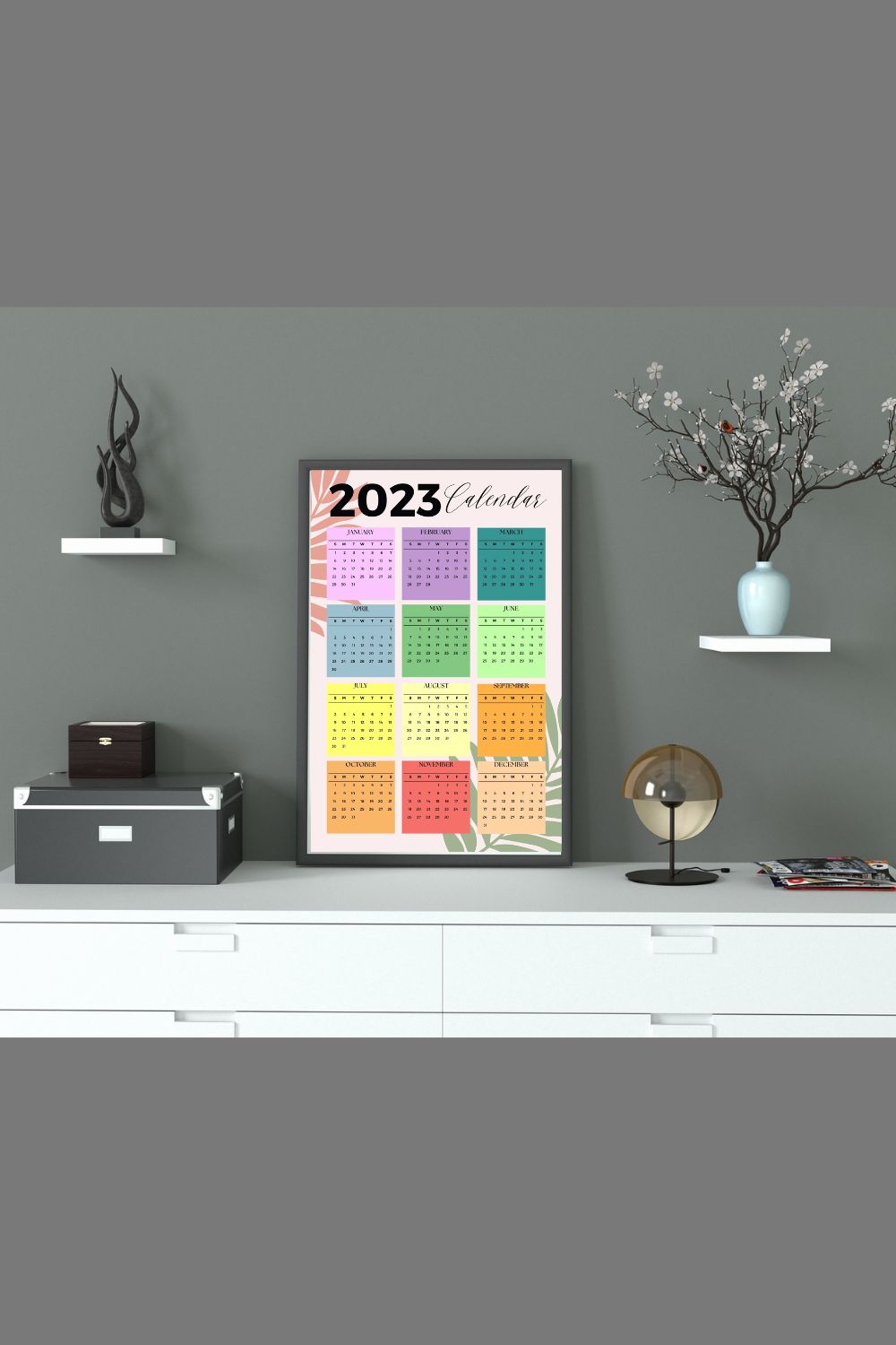 Colorful poster in a calendar style.