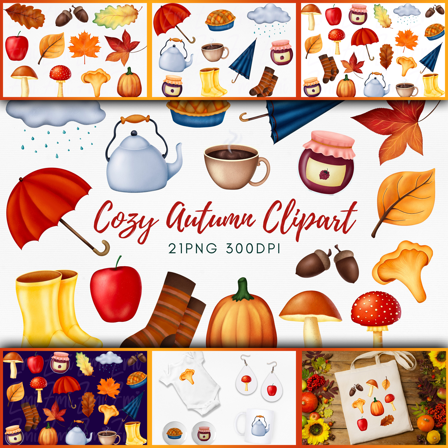 Cozy Autumn PNG Bundle| Fall Clipart.