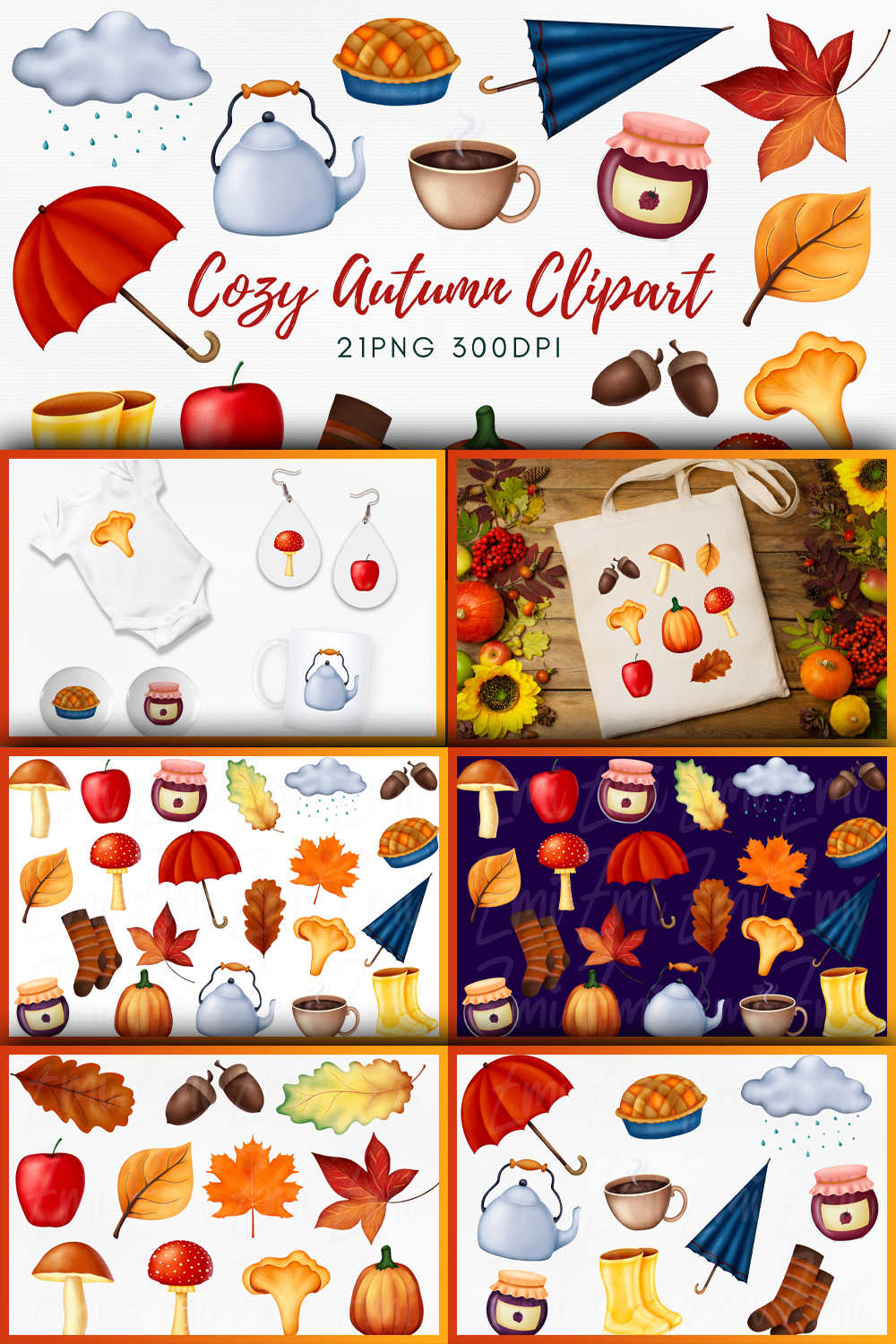 Cozy Autumn PNG Bundle| Fall Clipart - Pinterest.