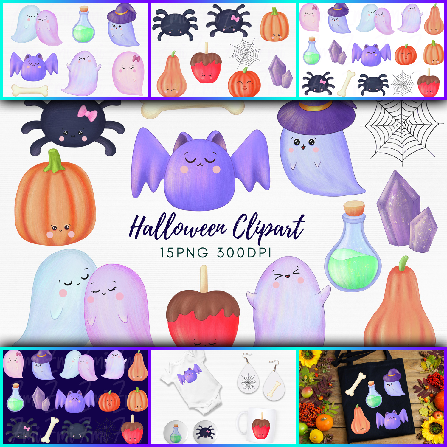 Halloween PNG Bundle | Kawaii Halloween Clipart.