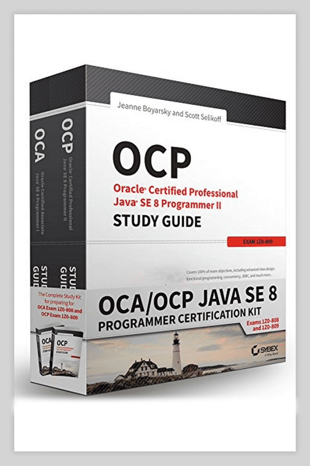 Photo of the OCA / OCP Java SE 8 Programmer Certification Kit.