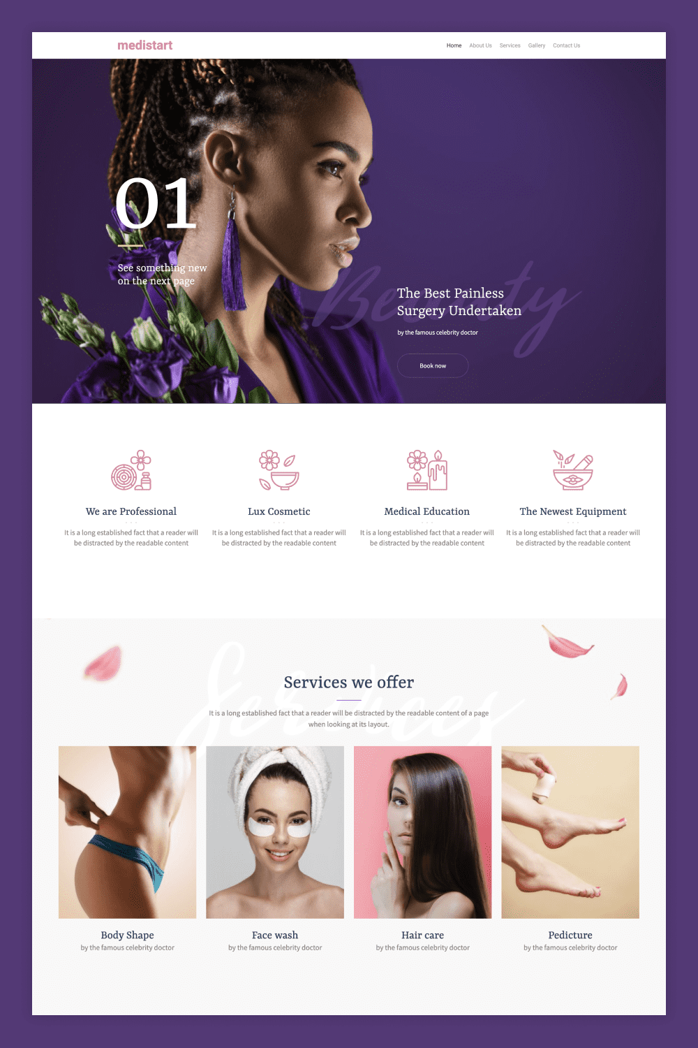 Screenshot of the main page of the site with photos of beautiful girls in spa treatments.
