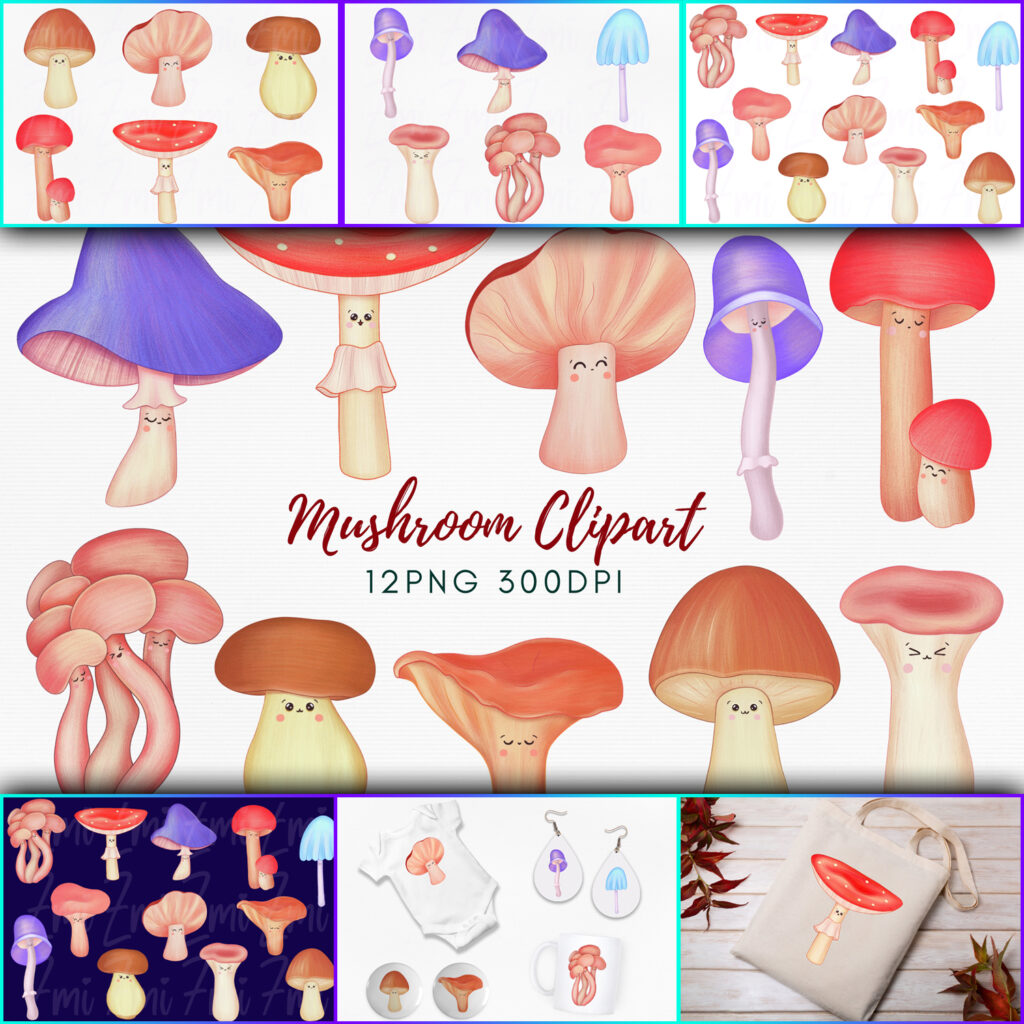Mushroom PNG Bundle | Kawaii Mushrooms Clipart – MasterBundles