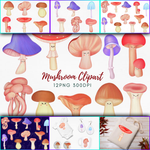 Mushroom PNG Bundle | Kawaii Mushrooms Clipart.