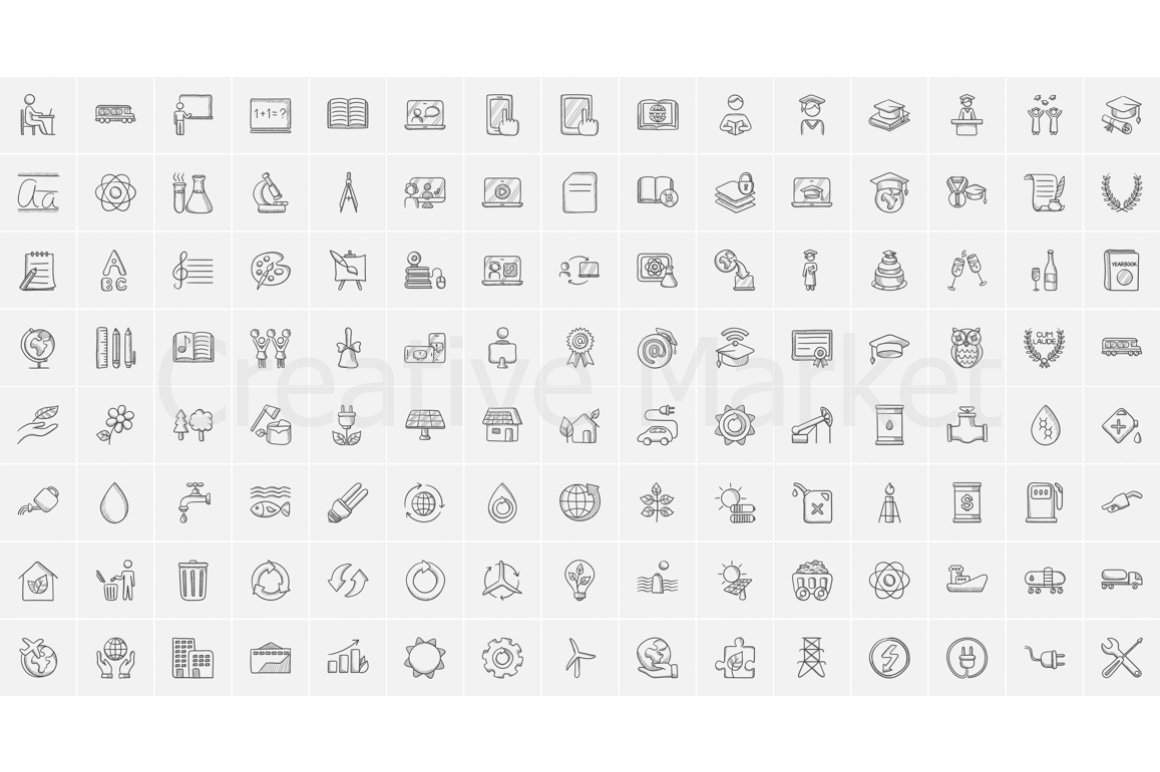 Mega bundle of different dark gray icons on a gray background.