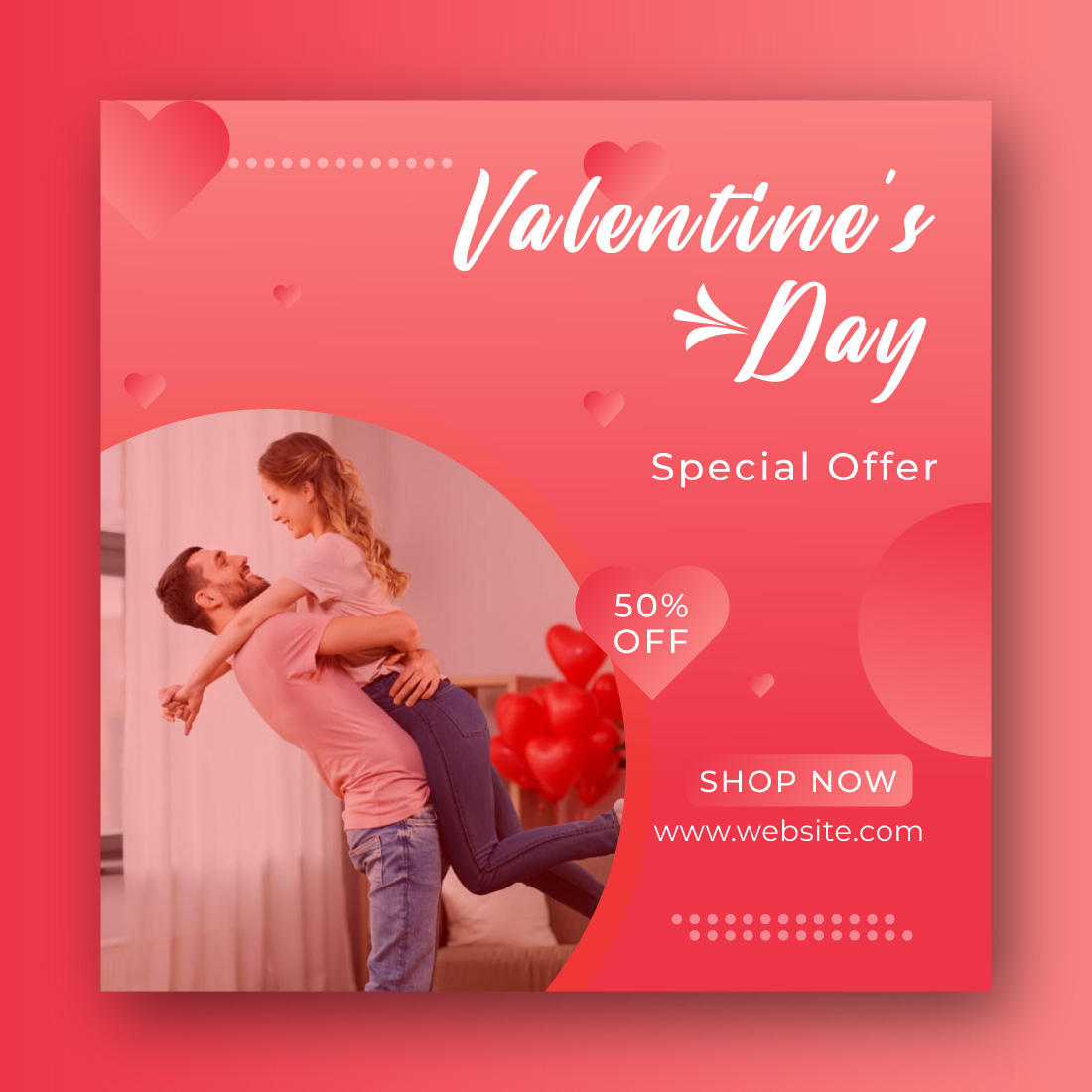 Love Valentine's Day Sale Social Media Post Design preview image.