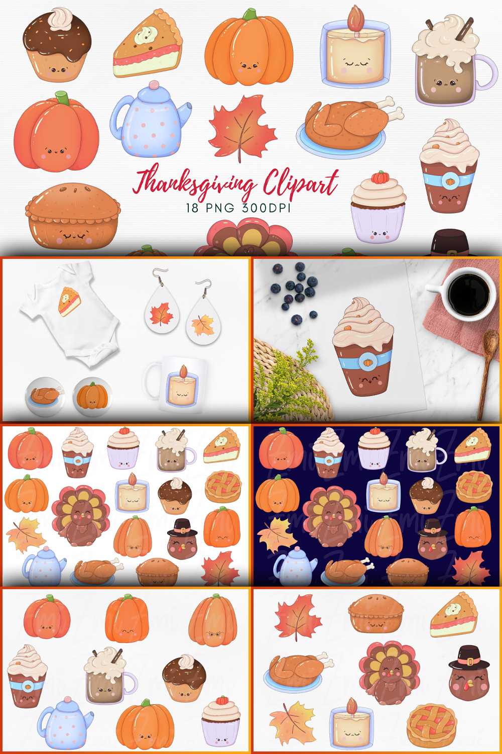 Autumn PNG Bundle | Kawaii Thanksgiving Clipart - Pinterest.