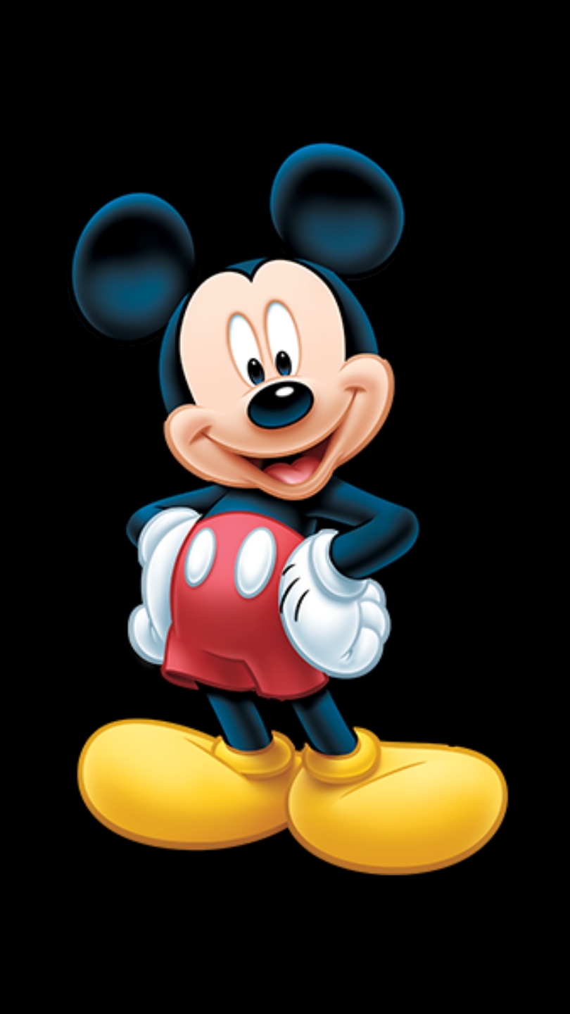 Funny Mickey Mouse logo on a black background.