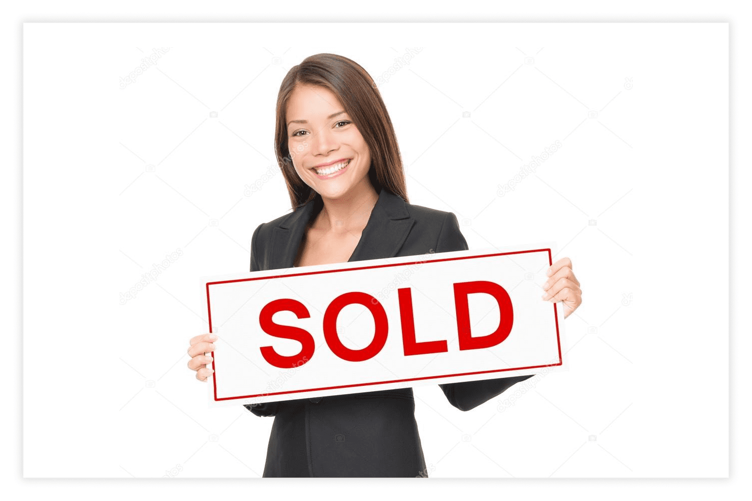 25 real estate agent woman holding sold sign 903